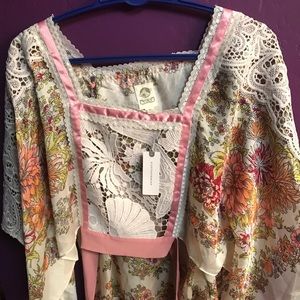 Anthropologie Silk Crochet Patterned blouse
